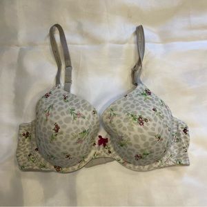 Victorias Secret Gray Leopard/Floral Lined Perfect Coverage 36C Bra